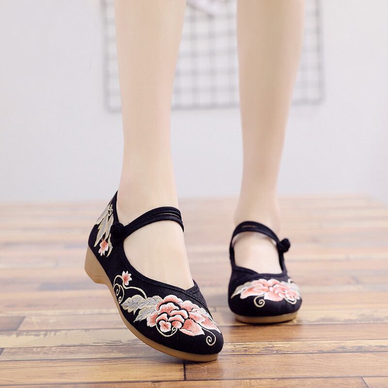 5colors Embroidery Shoes Handmade Shoes Chinese Shoes Tang Suit Hanfu Shoes Ethnic Style Size 35-41 Heel 3cm