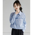 Load image into Gallery viewer, [ZISU0 Series]★Shirt★ Tops Designed Fashion Retro Blue Blue Commuting Office Lady Easy to match
