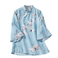 Load image into Gallery viewer, [FEXIAOYUAN series]★China style tops★ Shirt Improved temperament Improved Tang suit Thin Republic style Blue Blue Crane
