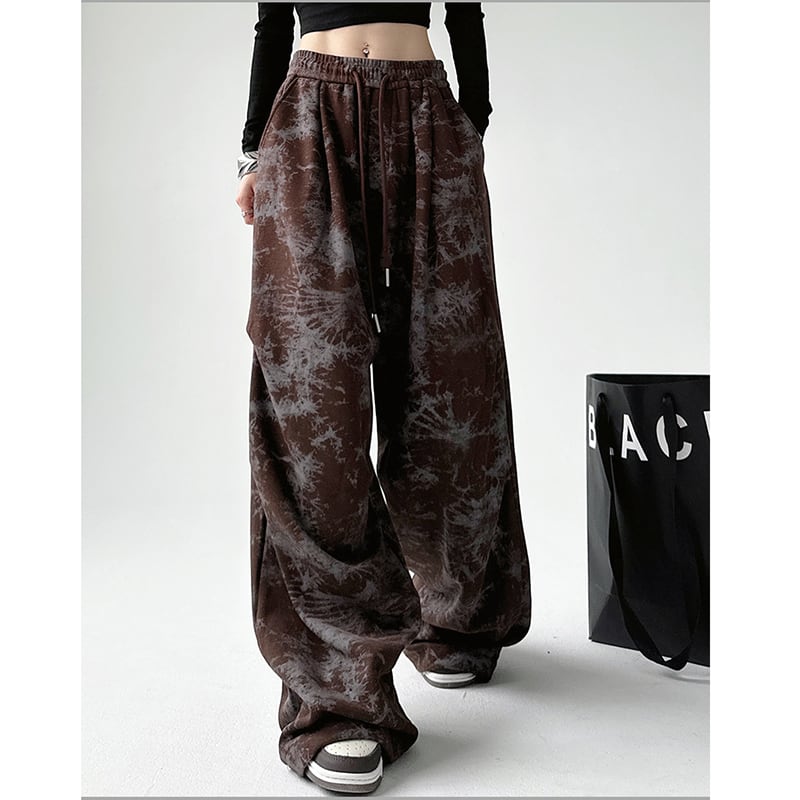 [Ki Shoko Series] ★Casual Pants★ 2color Floral Pattern Pants Bottoms Unisex Men's Black Coffee Color