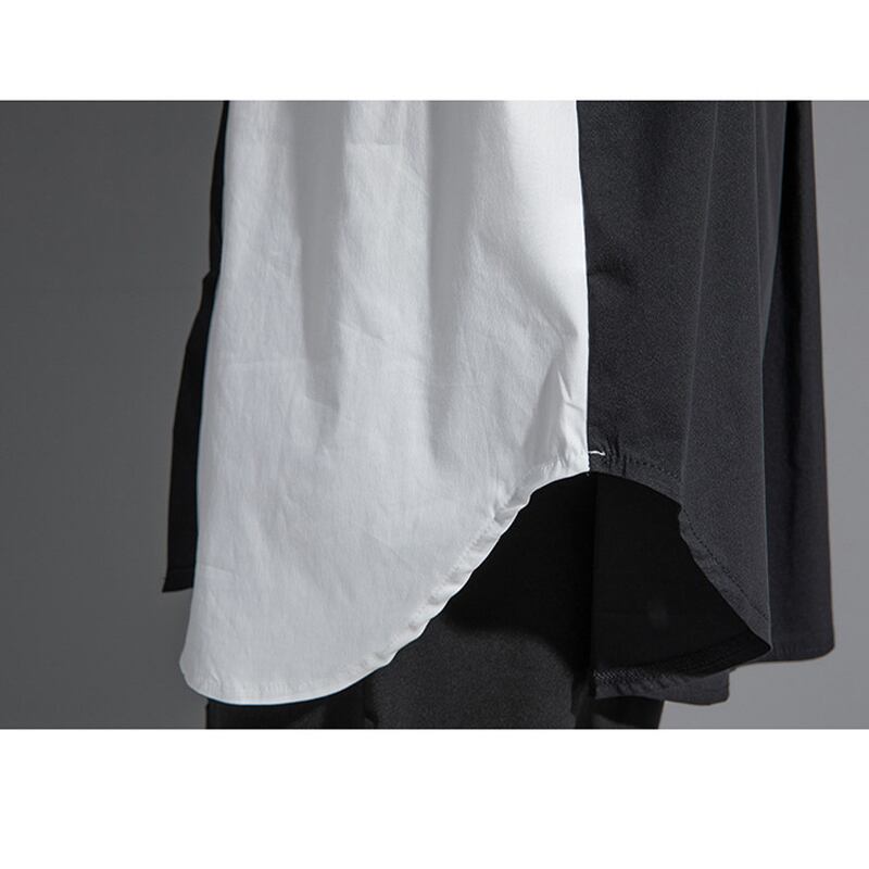 [0246 series]★Shirt★ 2color tops fake layered simple black white easy to match