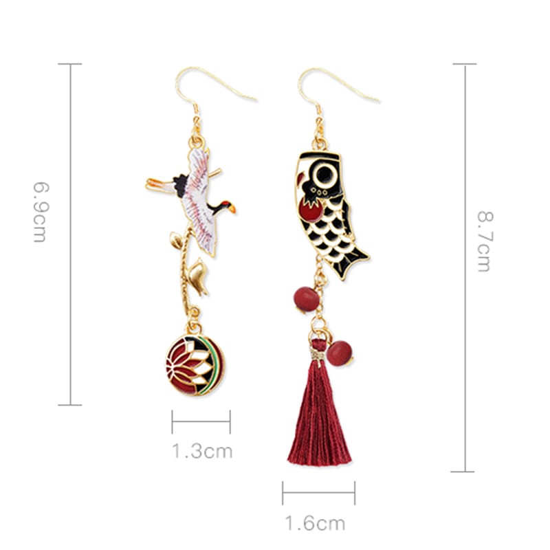 [CIVET Series]★China style earring★2 types of earrings or earrings, women's accessories, present, asymmetrical, unique