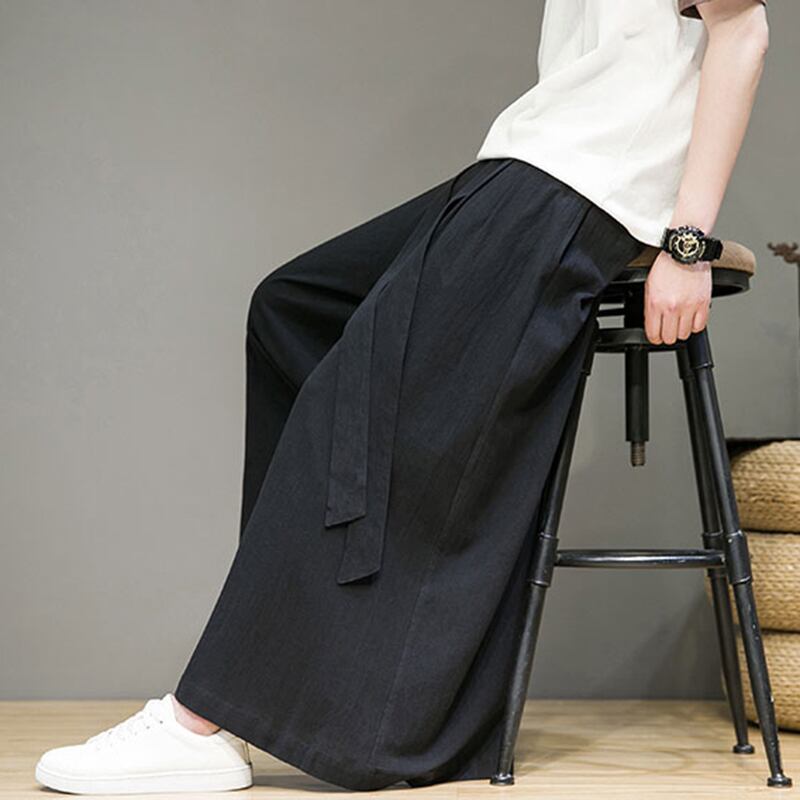 [JUNYI Series]★China Style Pants★ 3color Gaucho Pants Plain Unisex Men's Black White Large Size