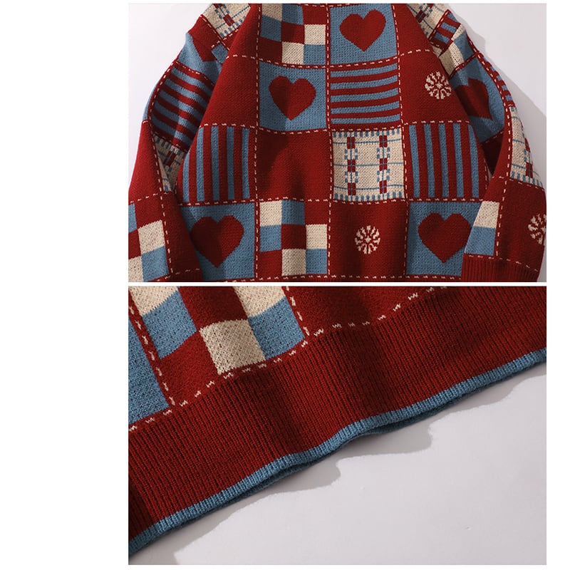 [MYJRENNZ Series] ★Sweater★ 2color Tops Christmas Unisex Men's Hat Plaid Pattern