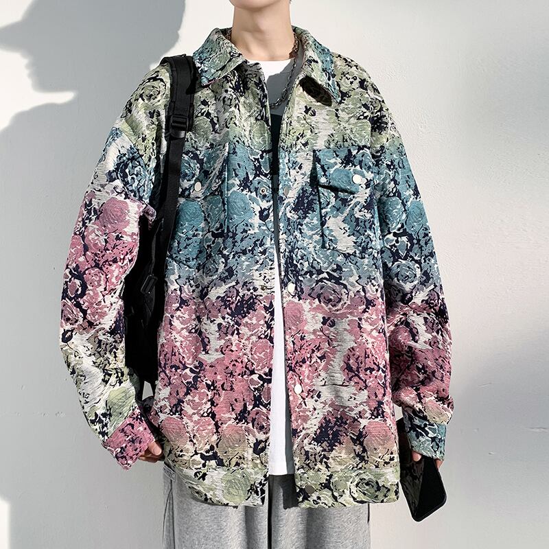 [KCSJ Series] ★Jacket★ Outer tie-dyed ink pattern unisex men's large size casual