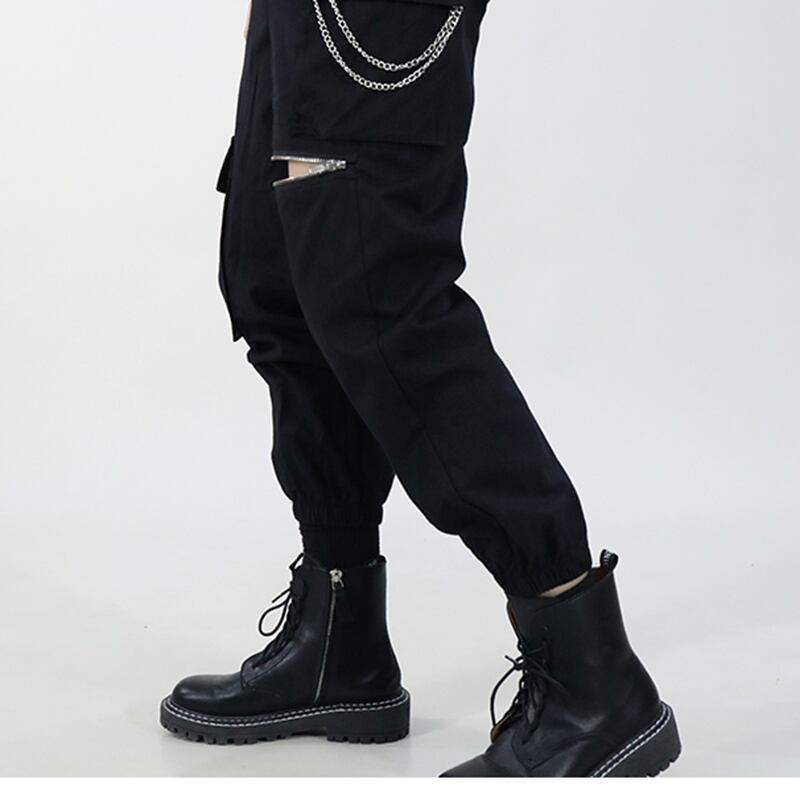 [MISSIN STUDIO Series] ★Casual Pants★ Pants with Chains Bottoms Black Black Autumn Clothes Slimming Stylish