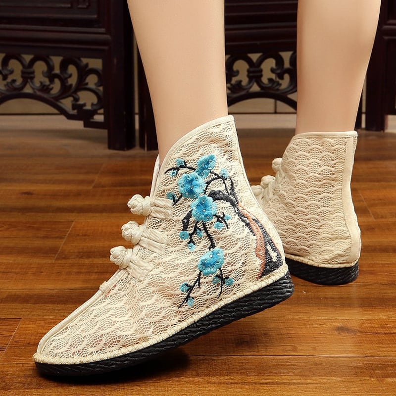 [Aki Tatsu Series]★Embroidered shoes★ 3color Handmade shoes Chinese shoes Ethnic style Lace Temperament enhancing shoes Size 34-40