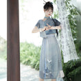 Load image into Gallery viewer, [Dust Smoke Cloud Dream---White Crane Visit Series] ★Chinese style skirt★ Chinese clothes, improved Han clothes, Han clothes skirt, crane, ink pattern
