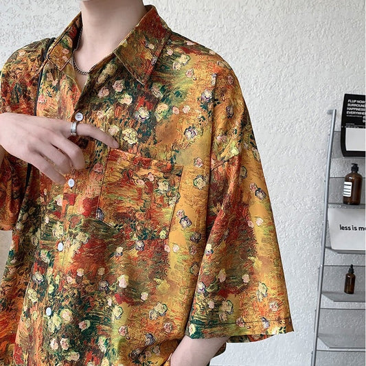 [ZHUIYI Series]★Shirt★ Short sleeve shirt, floral pattern shirt, tops, unisex, men's, aloha shirt, cool, casual