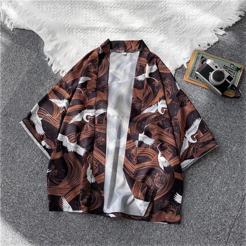 [JUNYI Series] ★Happi coat★ Crane Chinese style Unisex Men's Large size Thin Unique Casual