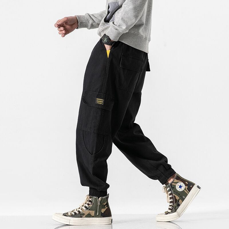 [BIGEMAN Series] ★Casual Pants★ 2color Quarter-length Bottoms Pants Unisex Men's Large Size Black Green Retro