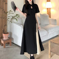 Load image into Gallery viewer, [DONGXIAOJIE series] ★China style dress★ Summer clothes, fake layered, large size, slimming, plain color, commuting
