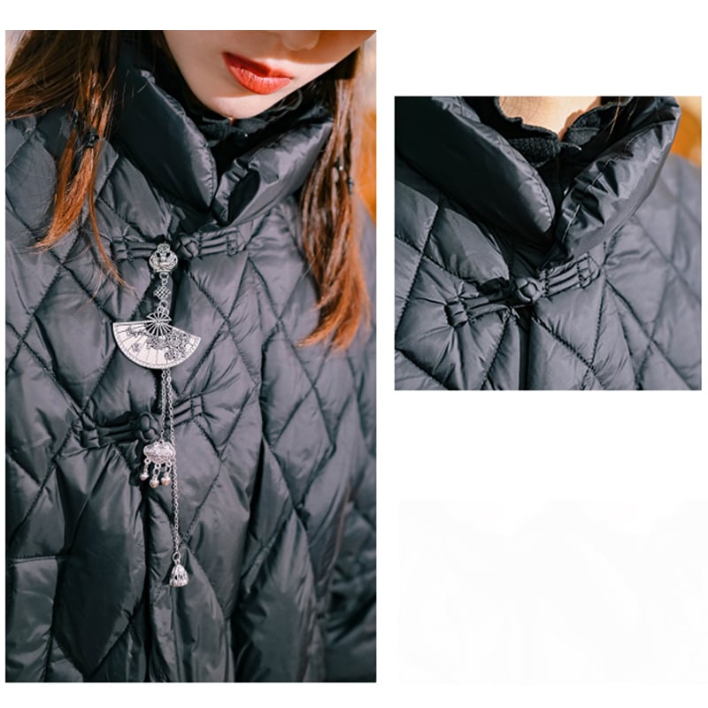 [Kokaishan---Tsukiino Series] ★Down coat★ 2 colors with decorations 90% down winter coat Warm short length diamond shape