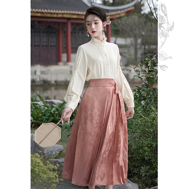 [Az Suna Series] ★Chinese style skirt★ Bottoms Maki skirt Chinese elements Chinese clothing Pink SML Improves temperament