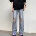 Load image into Gallery viewer, [FENGLIN series]★Denim pants★ 2color bottoms black blue slimming slimming fashion
