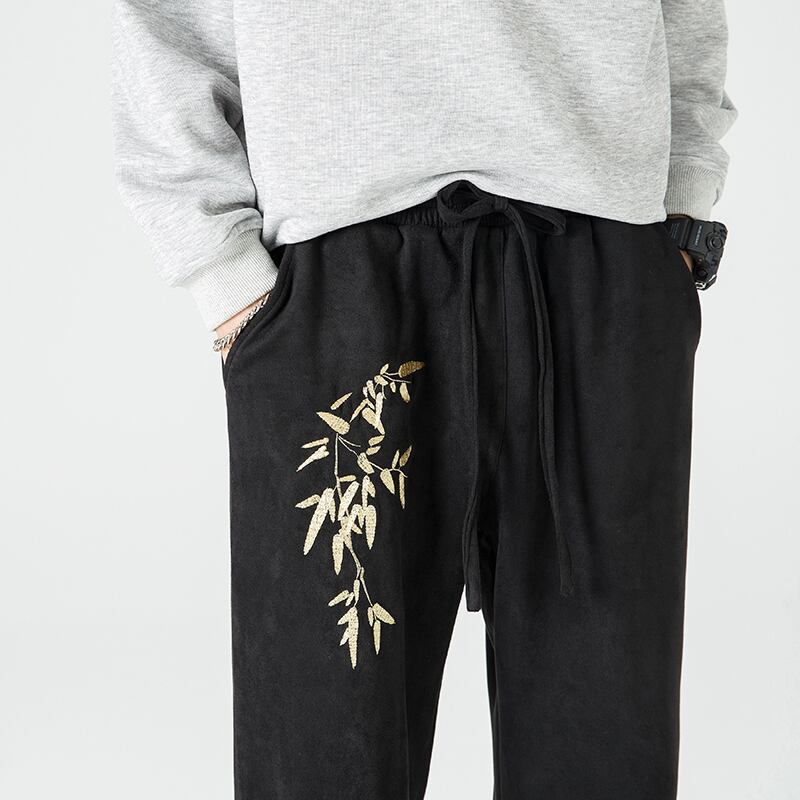 [Tokagen Series]★China style pants★ 3color bottoms embroidery casual pants unisex men's large size green black pink