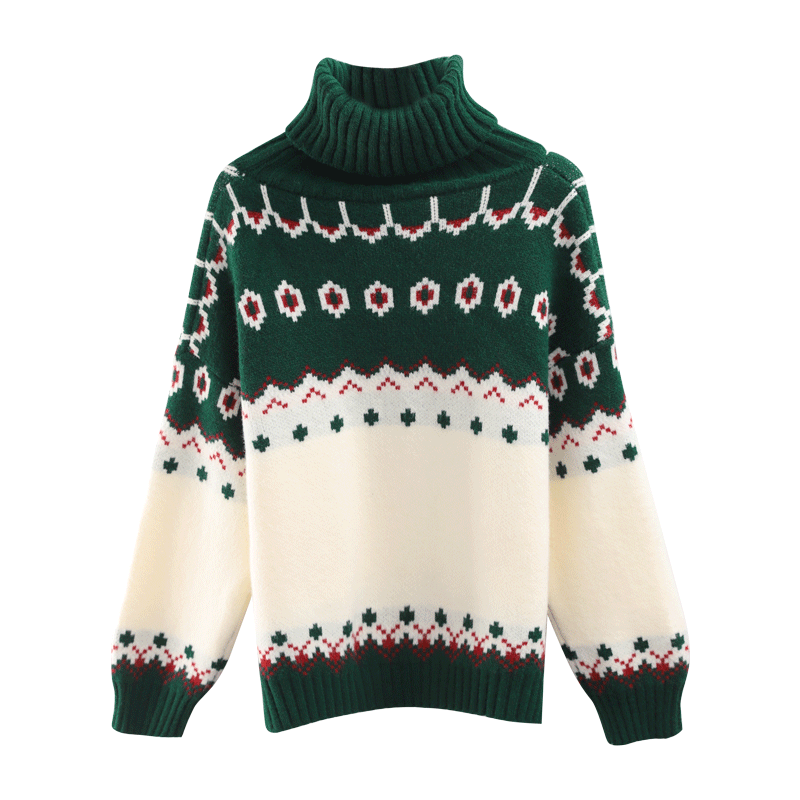 [ZISUO Series]★Sweater★ 2color Tops Christmas Red Green High Neck Thick Warm