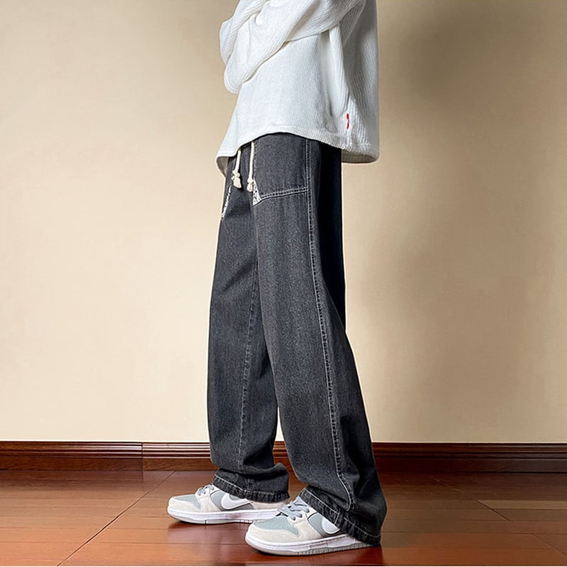 [Kouisha Series] ★Denim pants★ 2color bottoms pants unisex men's black blue black blue