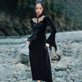 Load image into Gallery viewer, [Big Blue Dragon Series] ★China style dress★ Long length velvet sexy black slit long length
