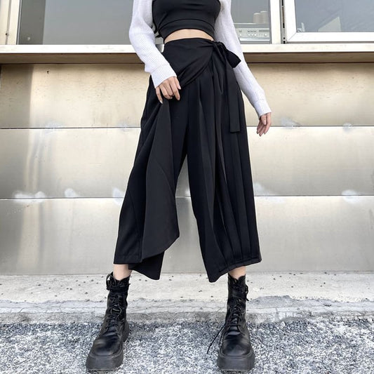 [Modern People Series]★Culotte Skirt★ Fake Layered Harajuku Style Plain Black Black SM Fashion