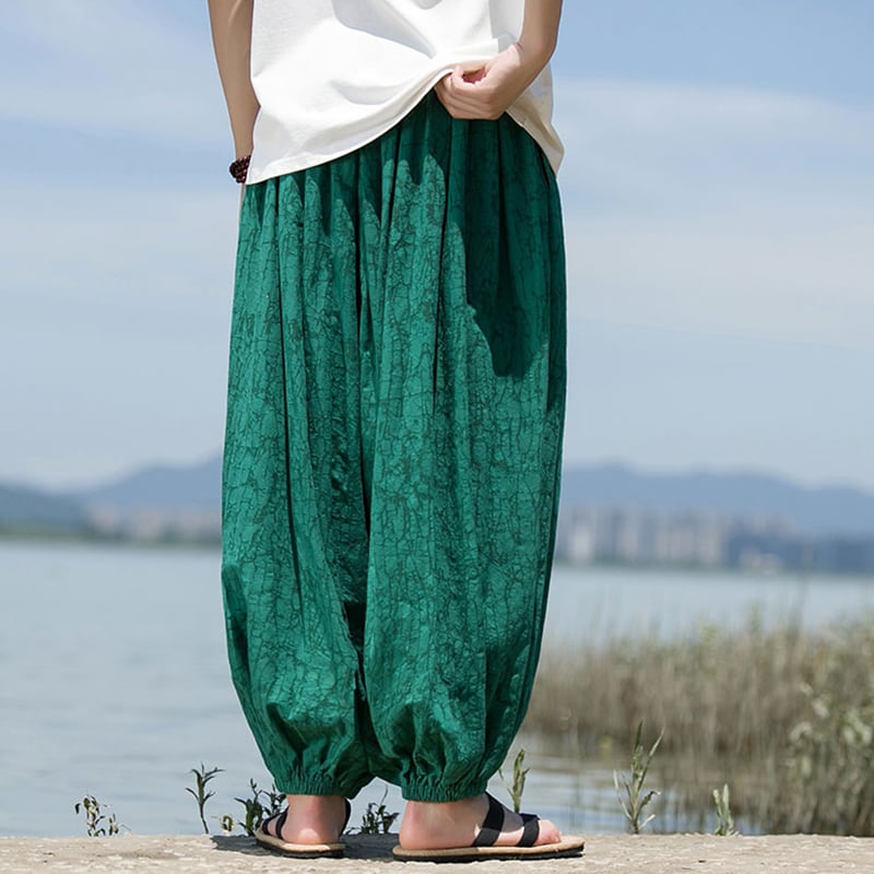 [YISHUO Series] ★Pants★ 3color Tops Unisex Men's Large Size Nine-quarter length Black Green Gray