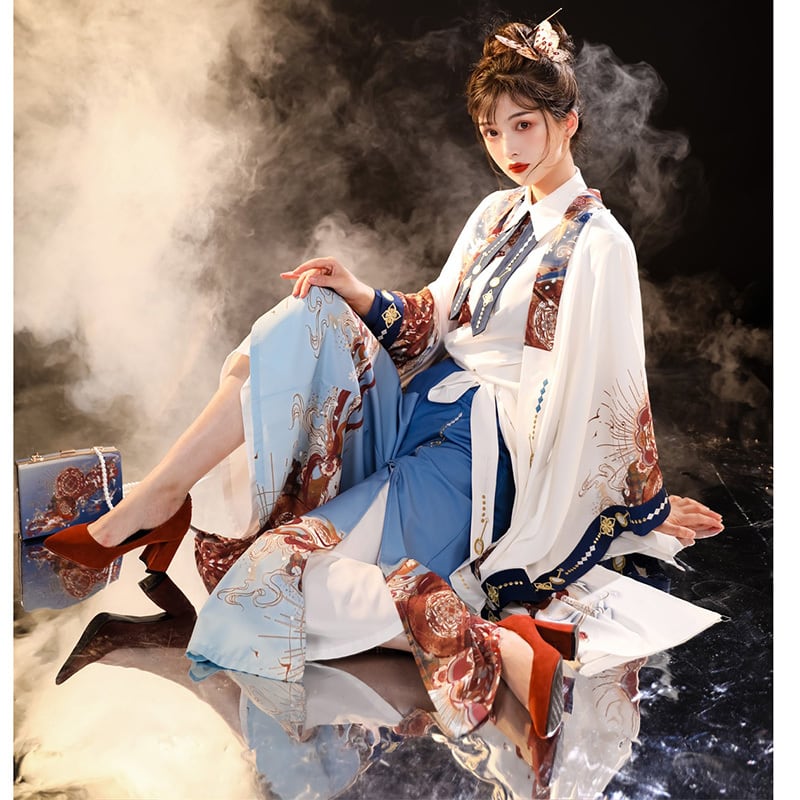 [Dust smoke and clouds dream---Biwa song series]★China style shirt★Long sleeve or short sleeve tops Original Temperament improvement Color scheme Chinese elements SML