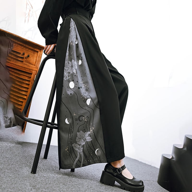 [Old Monster --- Rabbit Series] ★China style pants★ 2color Gaucho pants bottoms Black Black Pink