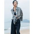 Load image into Gallery viewer, [Big Blue Dragon Series] ★China style shirt★ Tops Satin original letter pattern Easy to match long sleeve shirt
