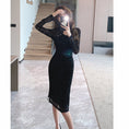 Load image into Gallery viewer, [AL Fashion Series] ★Cheongsam dress★ Chinese style dress, slimming, sexy, improving temperament, black, black
