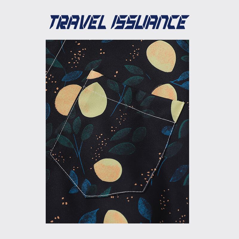 [TRAVEL ISSUANCE Series] ★Long Sleeve Shirt★ Floral Shirt Tops Print Black Blue Yellow Leaves ML XL 2XL Unisex Men's