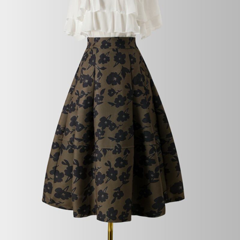 [MOERBEN Series] ★Floral Skirt★ Bottoms High Waist Temperament Enhancement Retro Ladies Large Size