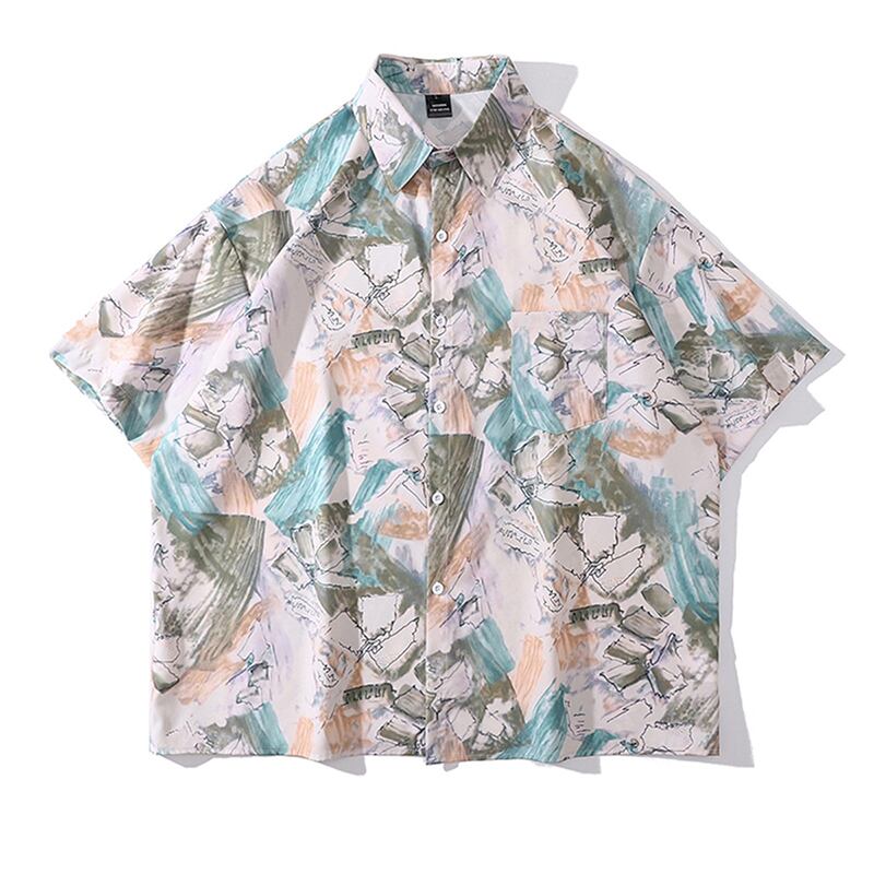 [HTTAOSUP Series]★Shirt★ Tops Short Sleeve Shirt Unisex Men's SML XL Loose Aloha Shirt Unique