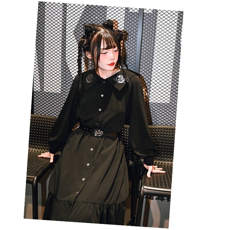 [Old Monster --- Rabbit Series] ★Chinese style dress★ Embroidery cute rabbit original black black SML date