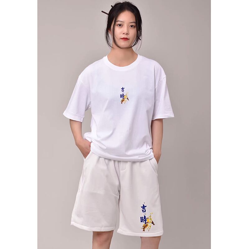 [Mumuki Series]★China style T-shirt or shorts★Short sleeve T-shirt Letter pattern 3color Unisex Men's Large size