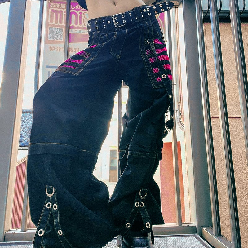 [HJIA Series] ★Casual Pants★ Bottoms Mine Style Steampunk Street Black Black High Waist