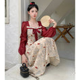 Load image into Gallery viewer, [JIGUJIGU series] ★China style dress★ Switching ribbon, large size, improves temperament, commuting, date, red, red, floral pattern
