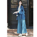 Load image into Gallery viewer, [MINZU Series]★Chinese style setup★ 3-piece set Camisole + Happi coat + Trousers Chinese clothes Blue Blue
