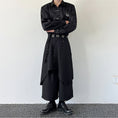 Load image into Gallery viewer, [Illustrated series] ★Pants★ Gaucho pants Unisex Men's Nine-quarter length Black Black Faux layered Culottes
