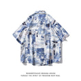 Load image into Gallery viewer, [Satoru Series]★Retro Shirt★ Print Men's Unisex Graffiti Blue Casual Loose ML XL 2XL
