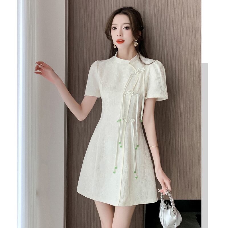 [LINXIAOXIAN series] ★China style dress★ 2color improved cheongsam dress cute short sleeve summer clothes