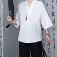 Load image into Gallery viewer, [Kuraho Koya Series] ★Chinese style tops★ 2color black or white embroidered shirt Chinese clothes improved Tang suit cotton linen original
