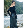 Load image into Gallery viewer, [Big Blue Dragon Series]★China style skirt★Bottoms PU skirt fringe retro original cool
