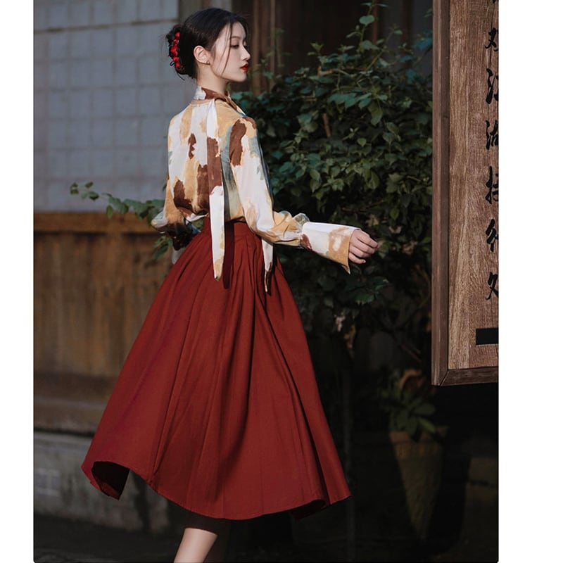 [Jinkyoku Series]★Skirt★ Bottoms Spring/Summer Women's Retro Wine Red Red SML Date Wedding Commuting