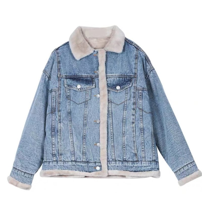 [Kajingi series] ★Outerwear★ Denim jacket, thick, warm, for winter, blue, blue, can be worn on both sides, S M L XL