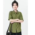 Load image into Gallery viewer, [WEIWU Series]★Shirt★ Tops Designed Women's Short Sleeve Fashion SML Green Green
