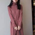 Load image into Gallery viewer, Autumn/winter knit dress, long length, simple, slimming, commuting, office lady, black, gray, pink, SML, XL
