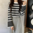 Load image into Gallery viewer, [Insufficient Moe Series] ★Tops★ 4color Flare Sleeve Women's Stylish Horizontal Striped Pattern Easy to Match
