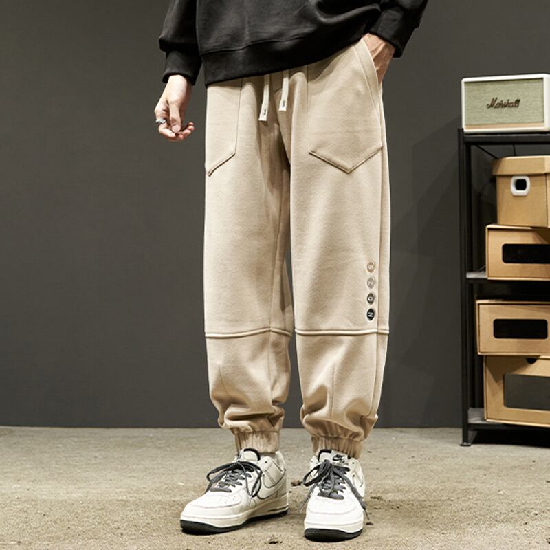 [Szon Series] ★Casual Pants★ 2color Regular type Fleece lining type Bottoms Unisex Men's Dark Gray Light Brown