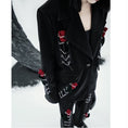 Load image into Gallery viewer, [chicsky---Kurono Series]★Blazer★ Outer PU Black Black Chain Rose SML Original
