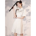 Load image into Gallery viewer, [YUEQIAO series] ★Cheongsam dress★ Short length embroidery Chinese style dress Chinese clothes White White
